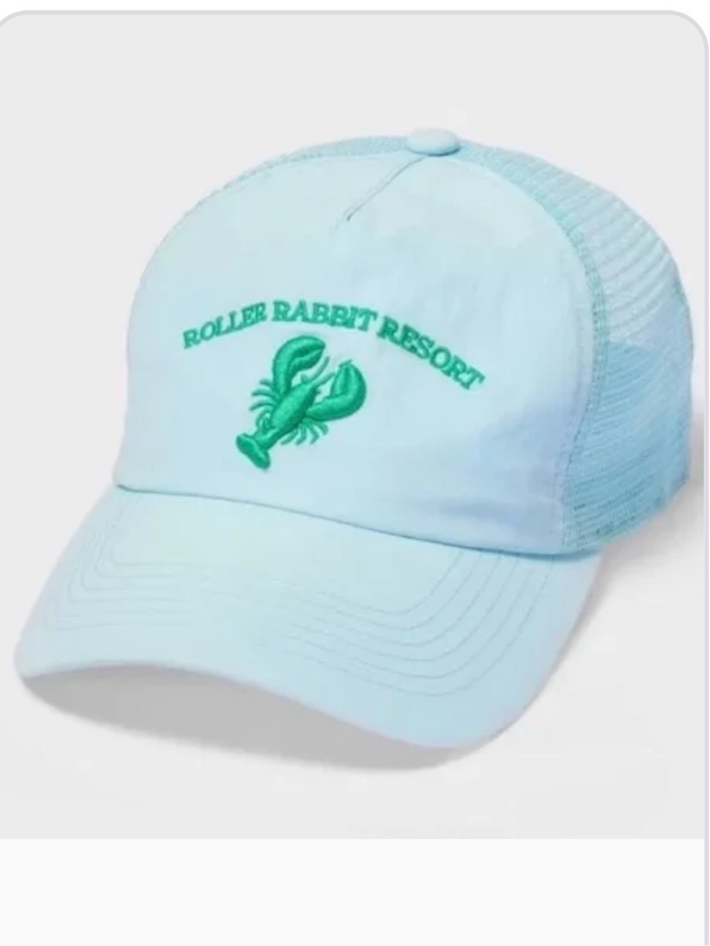 Roller Rabbit Light Blue Hat with Green Lobster Embroidery, Like New!